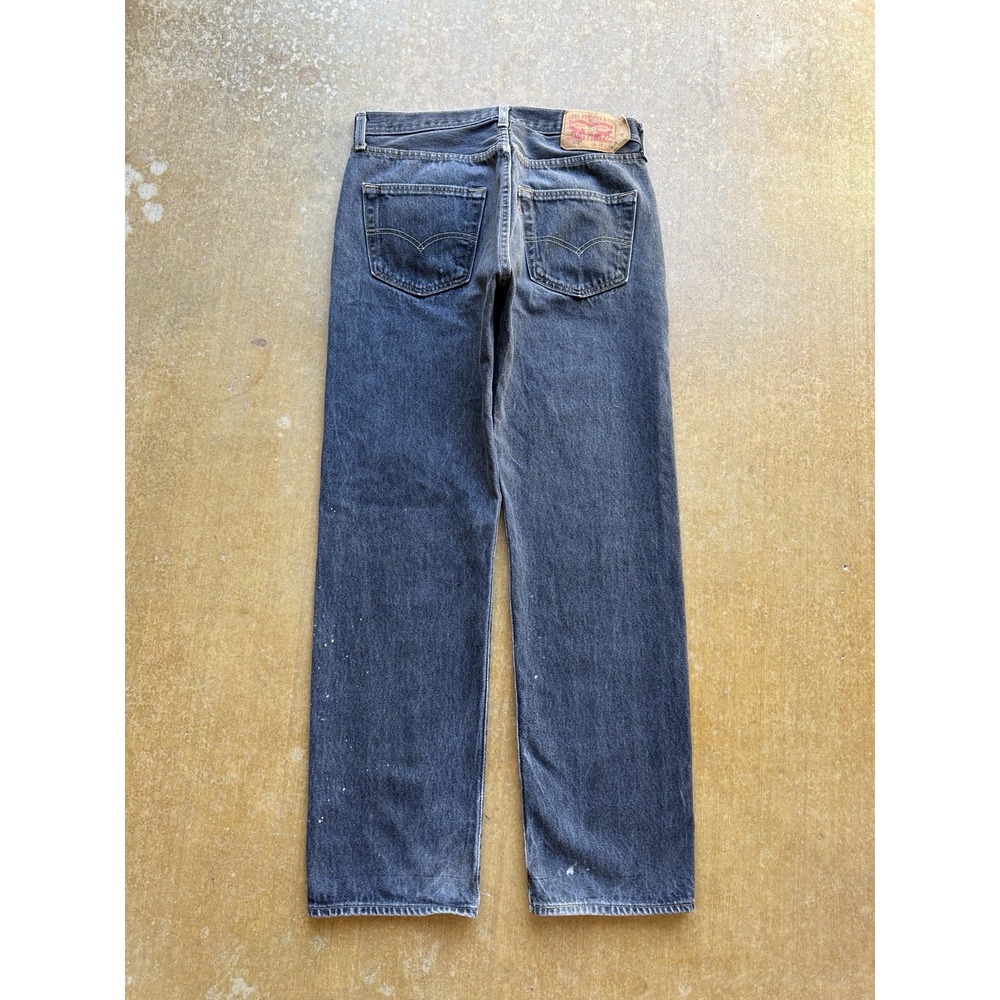 Levi's 501 Button Fly Straight Fit Denim Jeans Mens 32x32 Black Galactic Wash